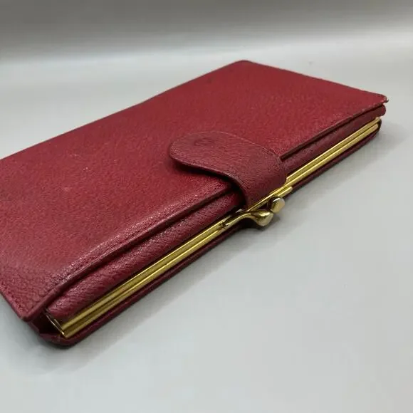 VTG Gucci Wallet Red Leather Bifold Kisslock Framed Card Holder Classic Luxury - Picture 5 of 15